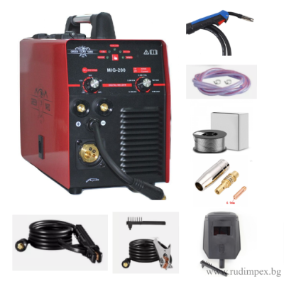 3 в 1 Телоподаващ апарат, инверторен електрожен, аргон, MIG/MMA/LIFT TIG, 200А, 7.5 kVA, Greenyard